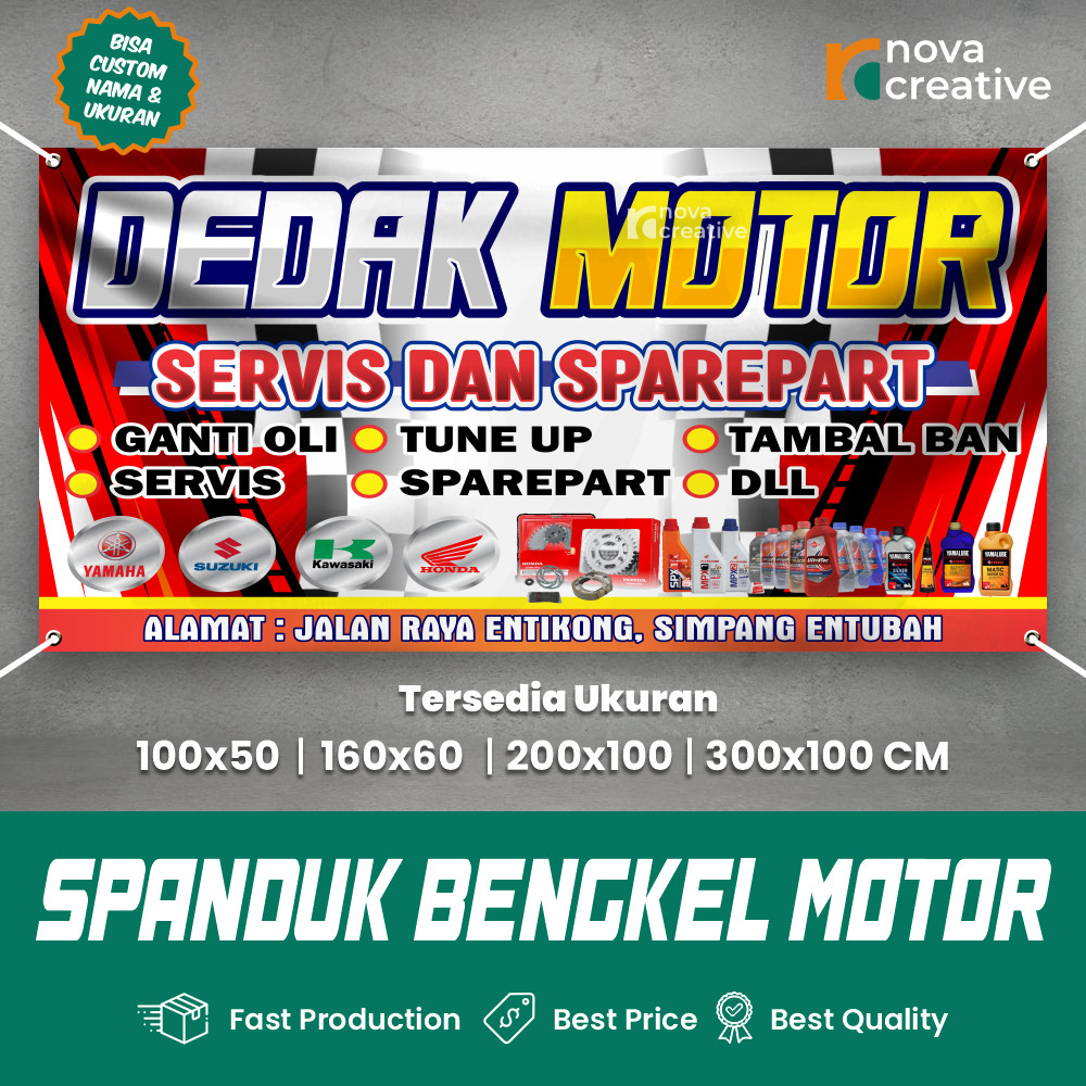 Cetak Banner Bengkel Motor Spanduk Custom Gratis Desain