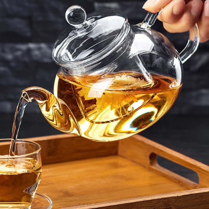 

TERBARU FLOWER TEA TEAPOT GLASS FILTER TEKO KACA SARINGAN PITCHER TEA POT CAFE