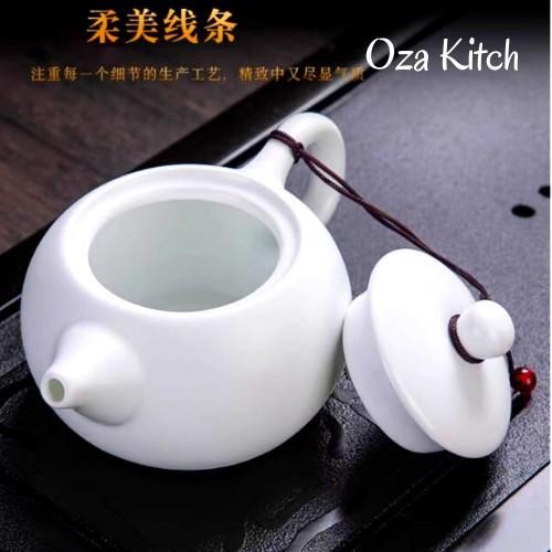 Tehset Putih Teko Keramik Cangkir Keramik / Teh Set Keramik / Alat Teh