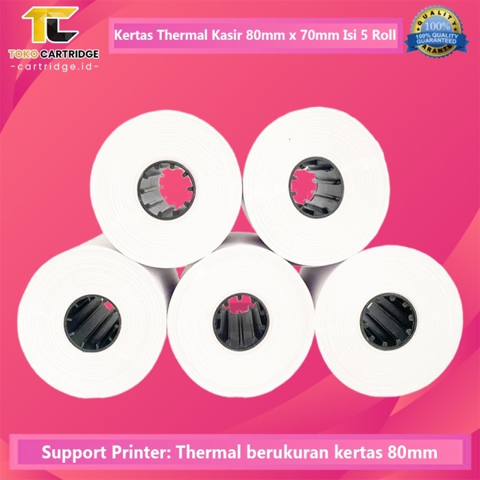 

Continous Paper Roll EDC Thermal 80x80mm 80x70mm Kertas Struk Kasir 80x70mm 80x80mm New