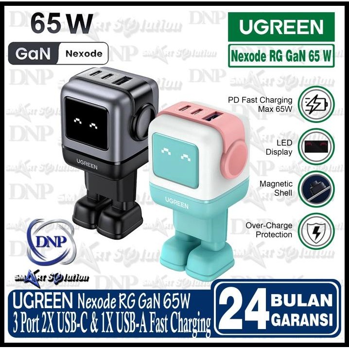 Ugreen Charger Gan Nexode Robot Mini Size Pd Fast Charging 65W