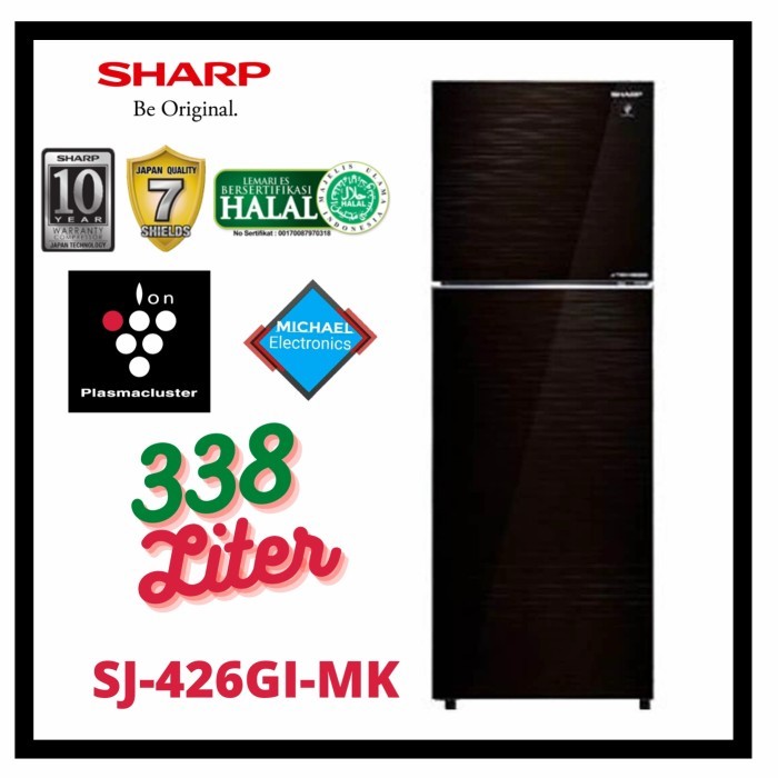 Kulkas sharp 2 pintu SJ-426GI-MK INVERTER/PLASMACLUSTER