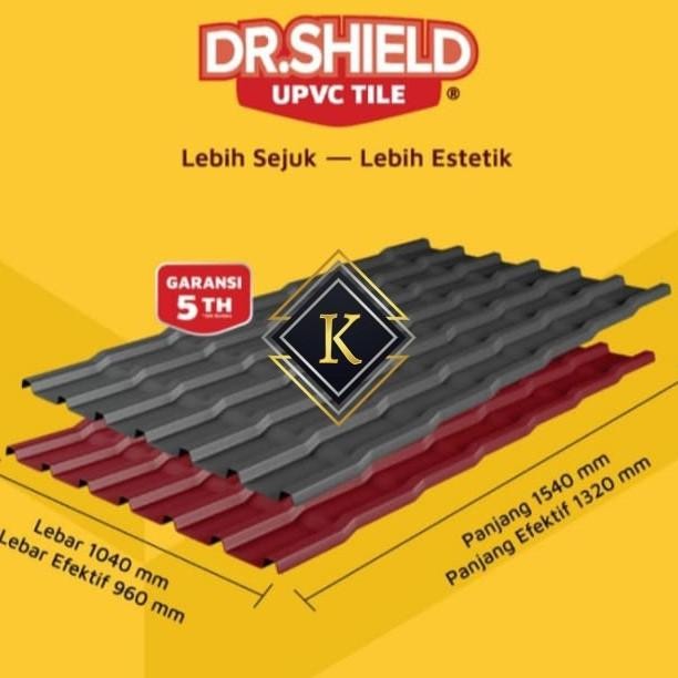 ATAP UPVC GENTENG DR SHIELD RF 960 SINGLE WALL MERAH HITAM OD 760 860 METAL PASIR 2x4 SAKURA ROOF MU