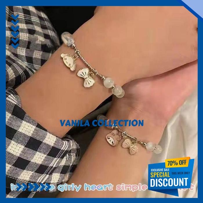 GELANG GIOK KULOME MELODY CINNAMON ANJING KECIL WARNA SILVER UNTUK WANITA KARTUN YUGUI ANJING KULOMI