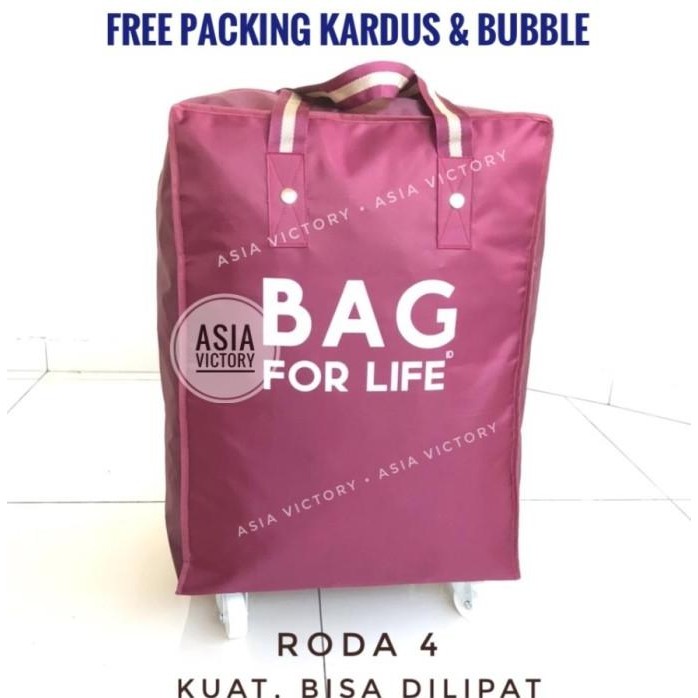 Tas Travel Barang Belanja Roda 4 Lipat Shopping Tote Bag Fold Reusable