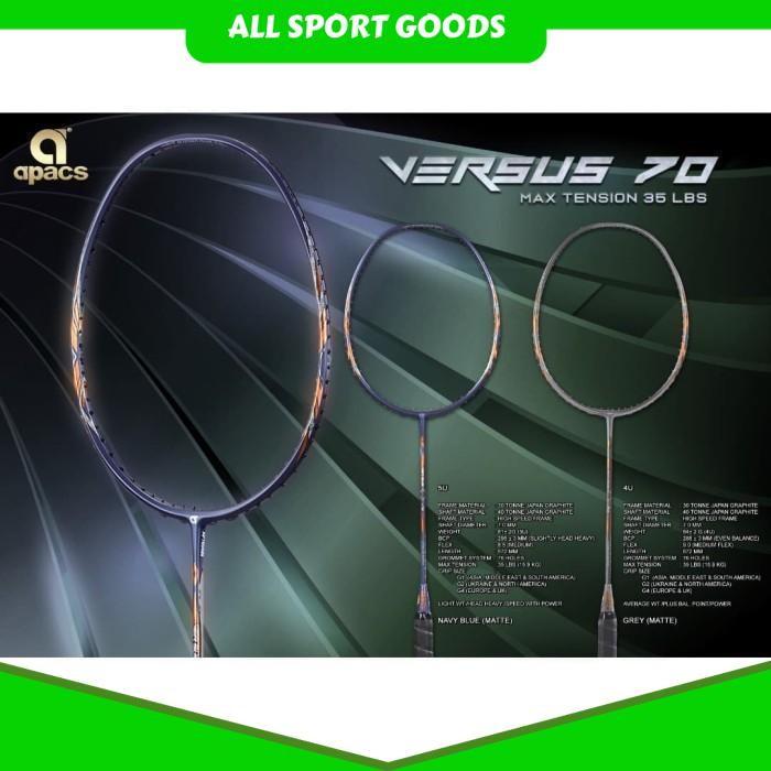 RAKET BADMINTON APACS VERSUS 70 - ORIGINAL 4U DAN 5U TENSION 35LBS PALING MURAH ALL SPORT GOODS 