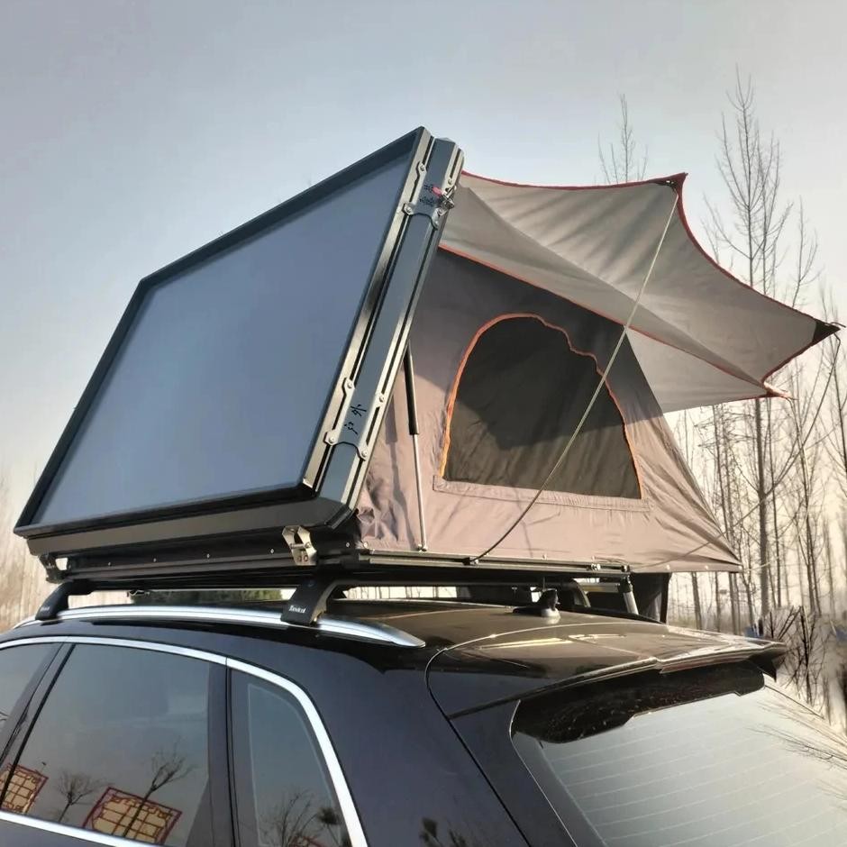 camping waterproof triangular tent box rooftop aluminum hard shell car roof top tent with roof rack