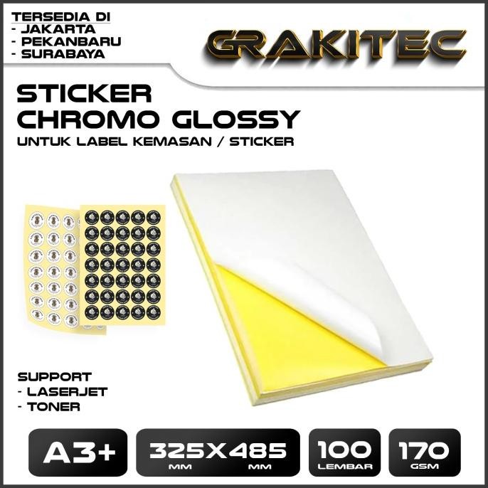 

TERLARIS - Grakitec Sticker Chromo Glossy / Doff A3+ Isi 100 Lembar & 300 Lembar | Stiker Kromo, bontak, CTS, Cast-coated Cromo