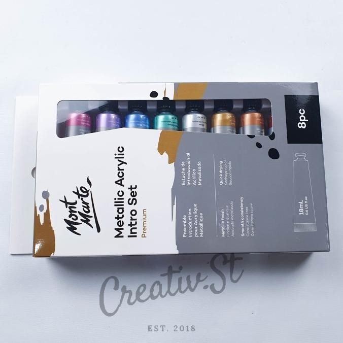 

TERMURAH - Mont Marte Premium Metallic Acrylic Paint Set 8 Pc x 18 Ml