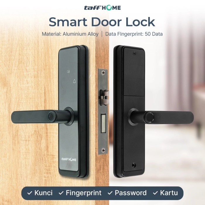 Smart Door Lock With Handle Fingerprint kartu / Kunci Pintu Digital
