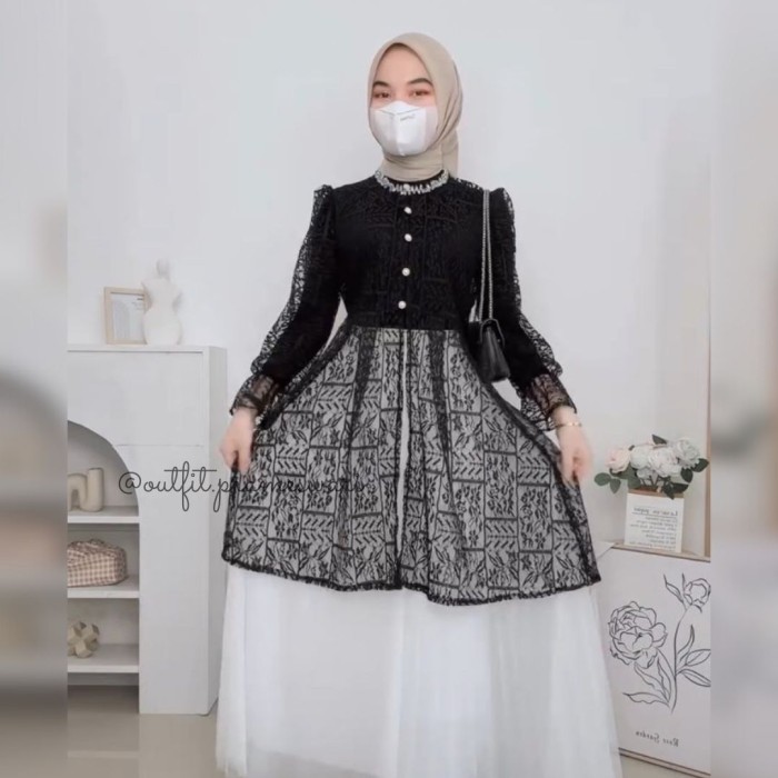 Anaya Outer Dress-Brokat Outer-Rompi Brokat-Outer Kondangan Kekinian-Outer Tulle-Outer Tile