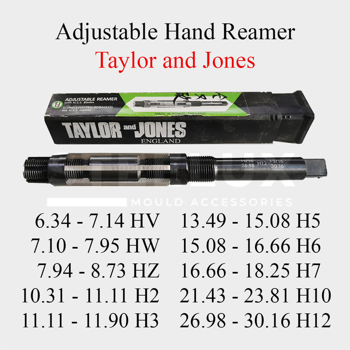 Adjustable Hand Reamer HSS Taylor Jones 6.34-7.14 HV / 7.1-7.95 HW / 7.94-8.73 HZ / 10.31-11.11 H2 /
