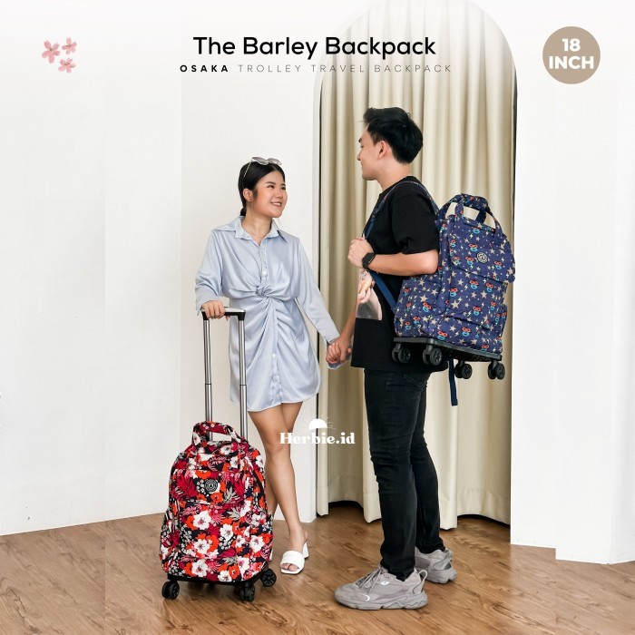 HARGA DISC - TAS RANSEL TROLI LIPAT KOREA ANELLO BARLEY ORIGINAL PARASUT RODA 4