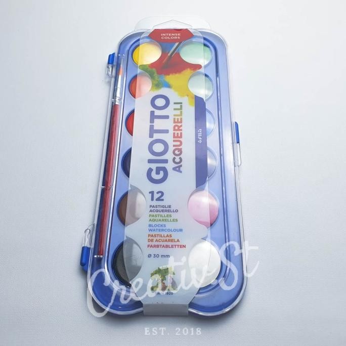 

Giotto Acquerelli REGULER 12 Warna Cat Air 30 mm Padat Giotto