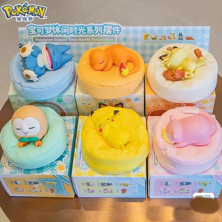 6 styles pokemon pikachu meowth slowpoke rowlet charmander gonbe figures sleep starry dream series a