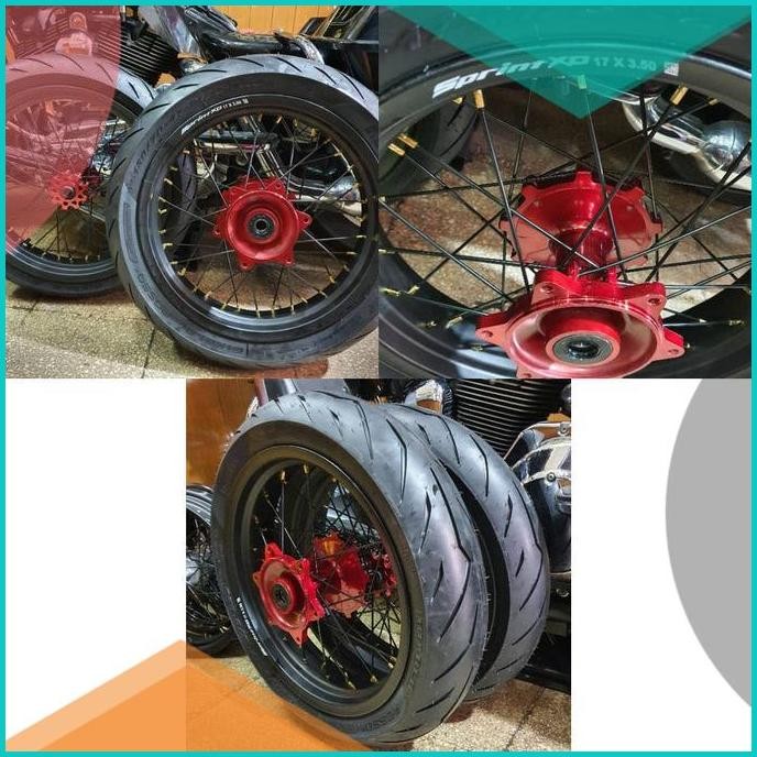 BANSET HONDA CRF SUPERMOTO RING 17 BAN PIRELLI DIABLO ROSSO SPORT 11OK