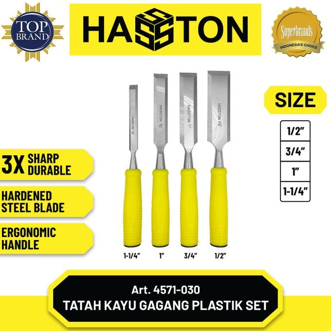 Hasston Tatah Kayu / Alat Pahat Kayu Set 4Pcs / Wood Chisel (4571-030)