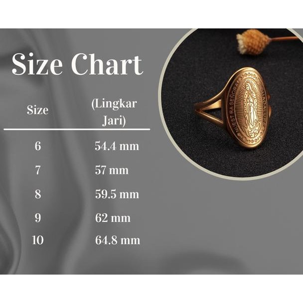 Cincin Bunda Maria Guadalupe Titanium Anti Karat | Rohani Katolik