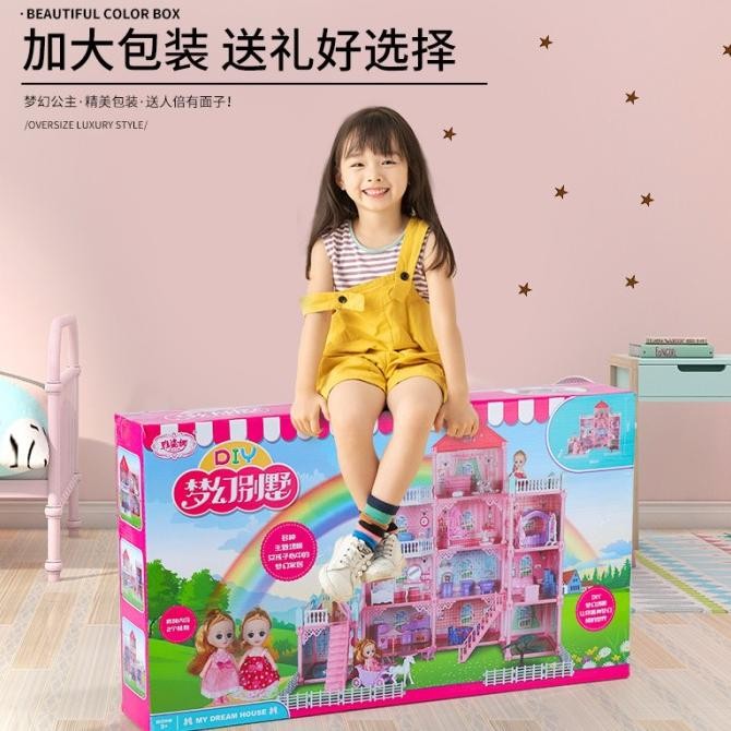 Mainan Rumah Boneka Putri 4 Lantai + Lampu LED