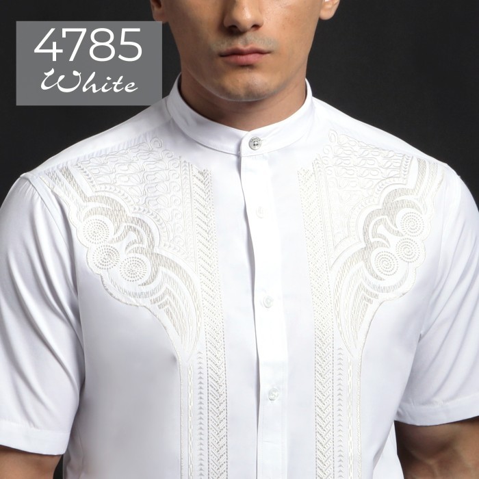 Casella Baju Koko Pria Lengan dek Baju Koko Putih Ibrahim