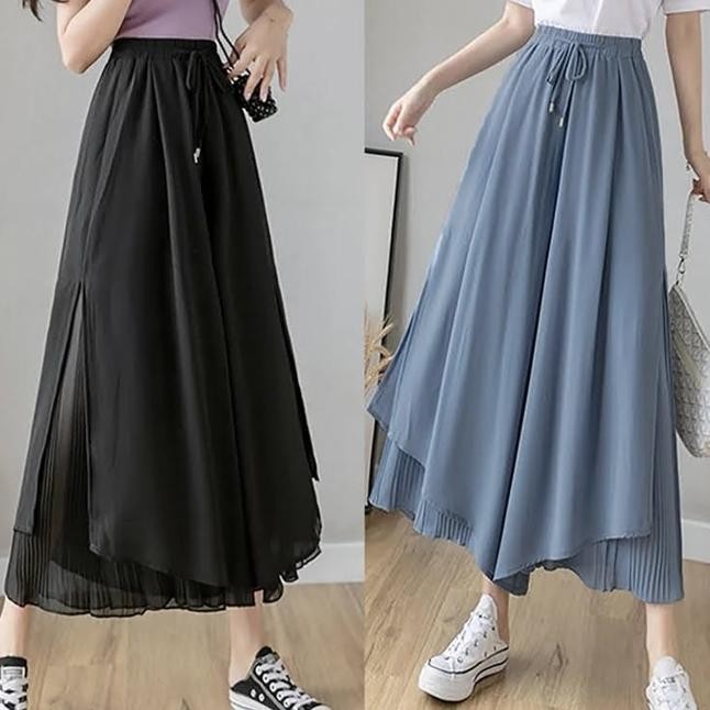 Celana Panjang Sifon Gaya Korea Stice Pants Celana Kulot Dobel Layer