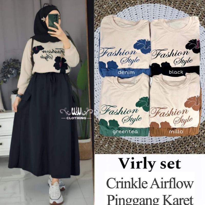Setcel Wanita Stlan Terbaru 2025 Satu Set Bju Kondangan Bawahan Bju Panjang Oneset Lebaran Remaja Pr