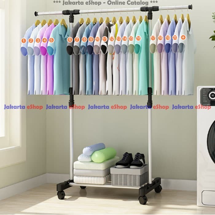 

terbaru lemari standing hanger pakaian r11 stand hanger rak baju serbaguna