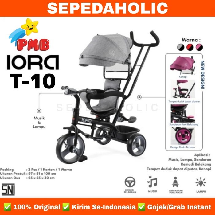 Sepeda Anak Roda Tiga Pmb Iora T 10 Fitur Lengkap