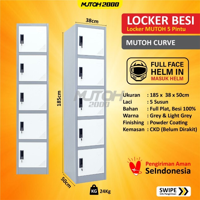 

TERBARU - Loker locker besi 5 pintu single full plat LS05P