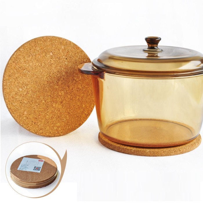 TERMURAH - A921 - Alas Anti Panas Model Bulat Gabus Tebal - Tatakan Panci Piring Mangkuk Gelas Besar