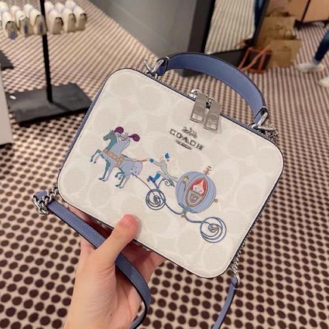 Disney X Coach Box Crossbody In Signature Canvas With Cinderella