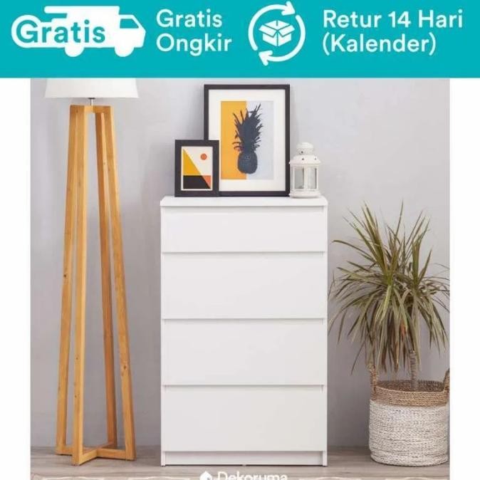 Moku Lemari Laci Kayu Olahan - Drawer 4 Susun