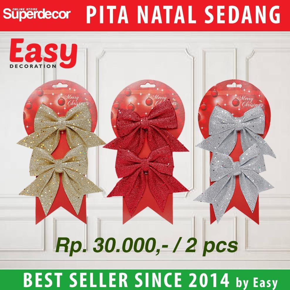 

JHY PITA NATAL HIASAN POHON CHRISTMAS RIBBON AKSESORIS PITA KADO JADI - MERAH EMAS / GOLD SILVER UKURAN BESAR