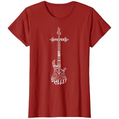 Kaos Tipografi Gitar Skillet Vintage di Atas Musik Putih |EH81CX32|