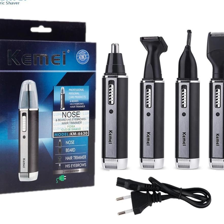 Km-6630 Alat Cukur Elektrik Jenggot Kus Bulu Hidung 4 In 1 Kemei
