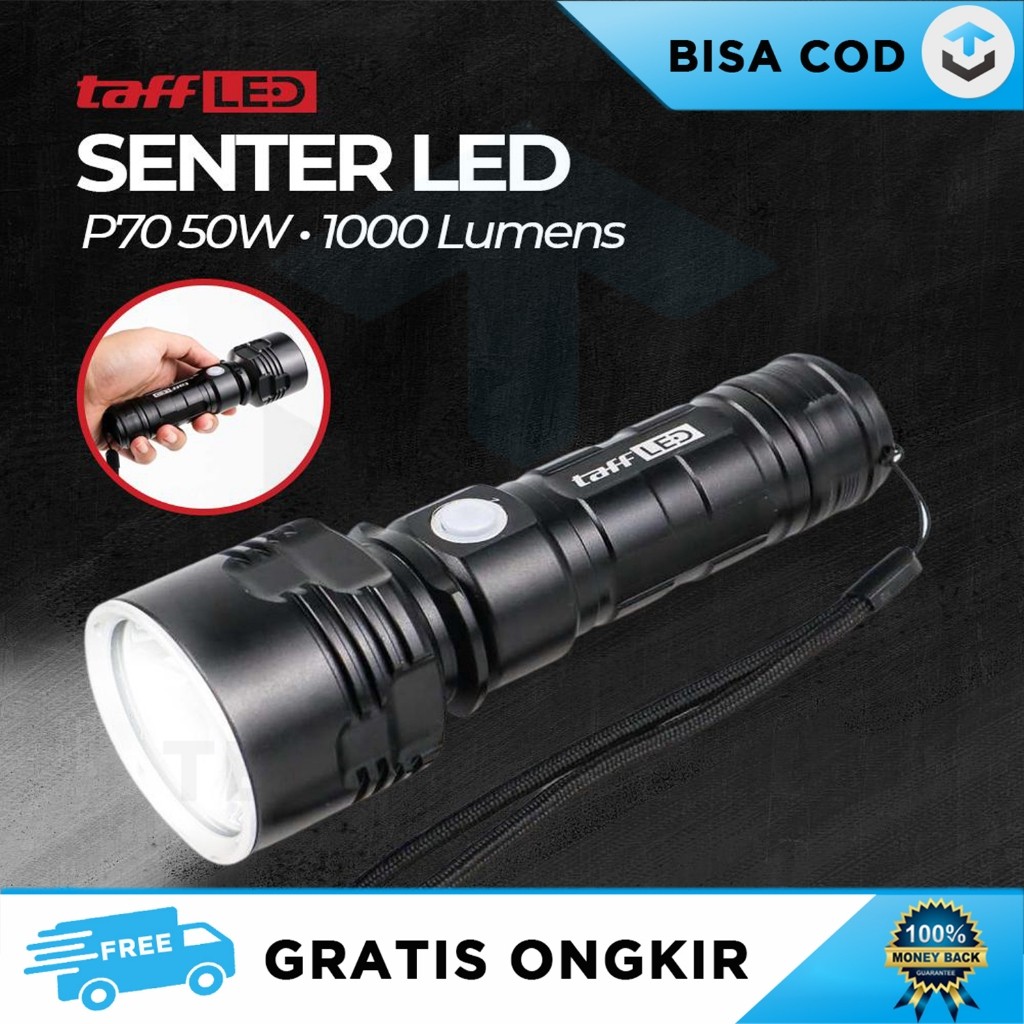 SENTER LED WITH KOTAK PENYIMPANAN PORTABLE BATERAI ISI ULANG/AAA
