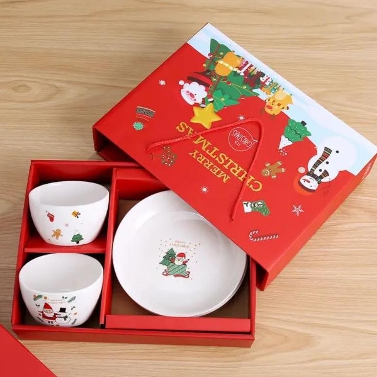 

Termurah Hampers Natal Kado Mangkok Natal Keramik Christmas Bowl Plates Set Ceramic Tableware Gift Box Ready