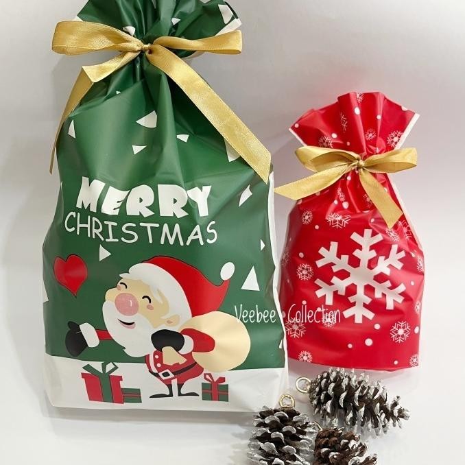 

] Plastik snack Natal 15x23 cm 10pc / Kantong snack serut natal