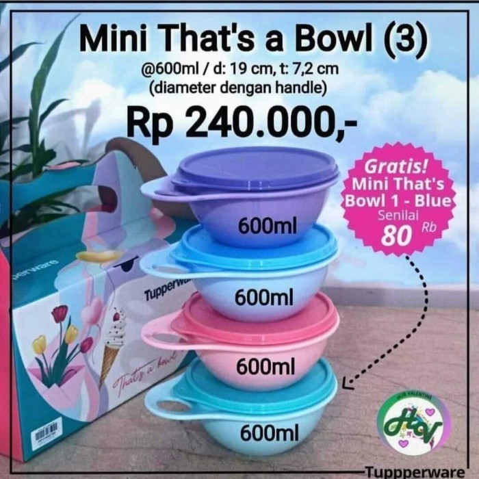 Produk Ready TUPPERWARE Mini Thats A Bowl 4pcs Bowl Kecil Kotak Makanan [A08]