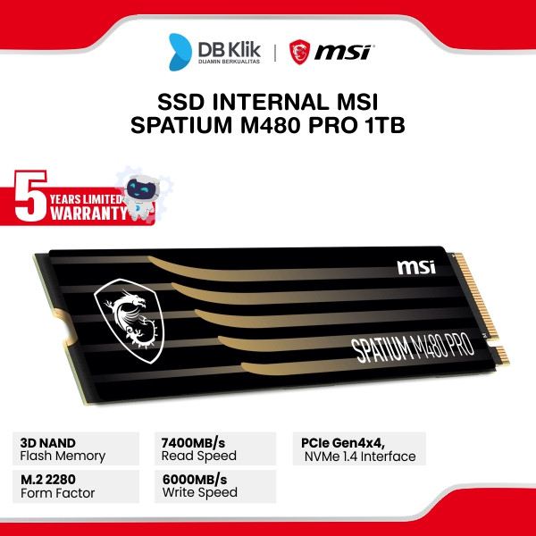 MSI SPATIUM M480 PRO SSD 1TB M.2 NVMe PCIe Gen 4