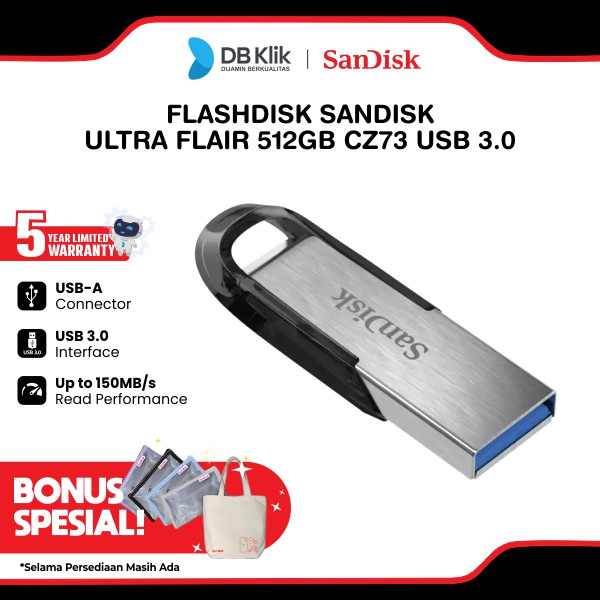 Sandisk Flashdisk Ultra Flair Cz73 512Gb Usb 3.0 Metal Sdcz73-512G-G46