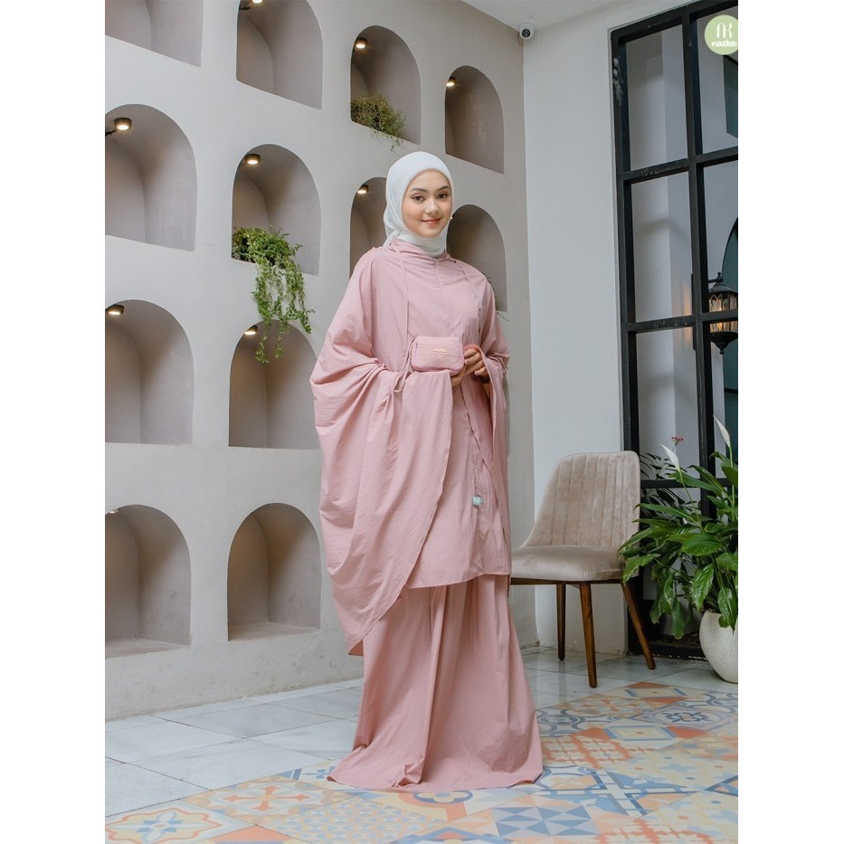 Naeka Mukena Maryam 2In1 Parasut Korea Genggam Ni Travel Kecil Polos Free Box