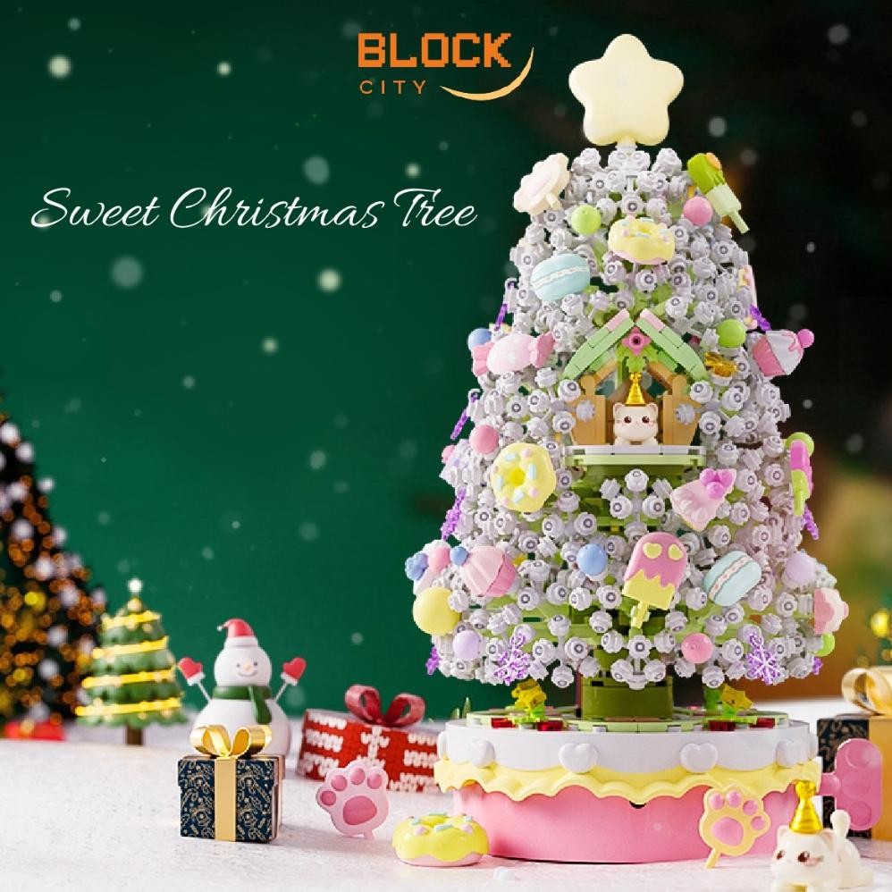 Dem Block City-Sembo Christmas Tree Puzzle Block Brick Pohon Natal Balok Susun