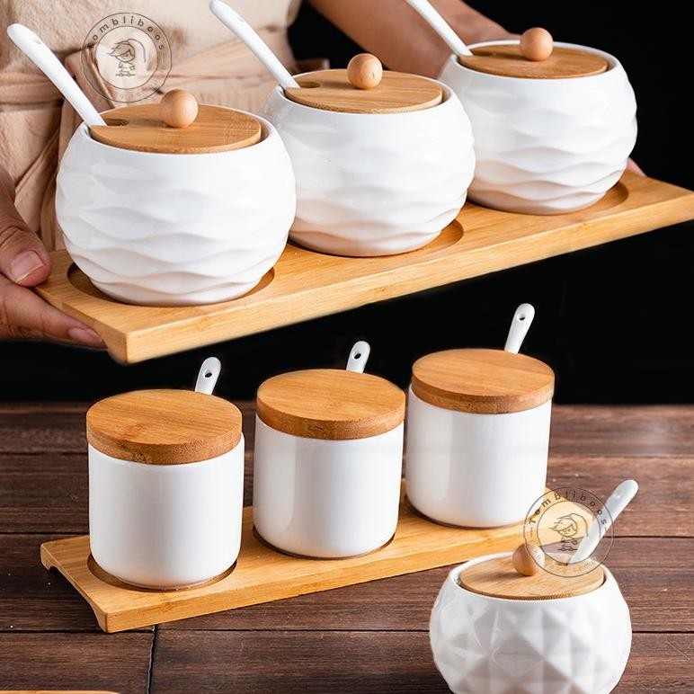 Set Toples Bumbu Keramik Toples kombinasi keramik bumbu dapur unik toples bumbu set tiga potong 3 da