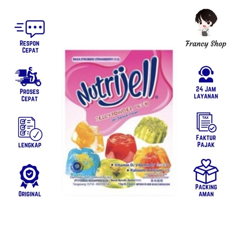 

Nutrijell Ekonomis Jelly Rasa Strawberry Eceran 1 Sachet 10 gr