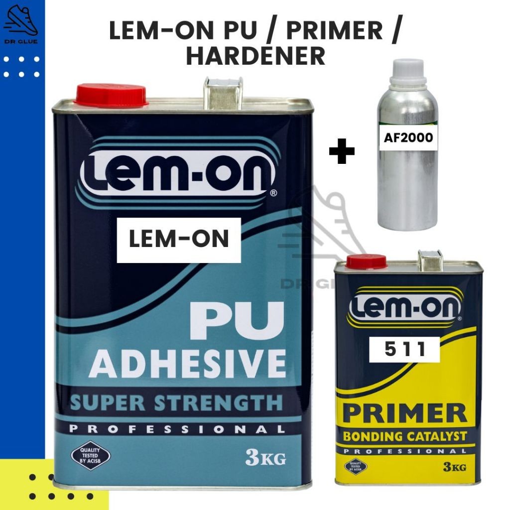 Lem-On PU / PRIMER / HARDENER Lem Perekat (3KG) untuk PU, PVC, Terpal, ABS, Kulit, Karet, Nilon, PU 