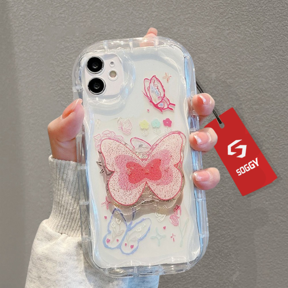 [ CASING+POPSOCKET ] SOGGY Case Butterfly Oppo Reno 12 12F 11 11F 10 8Z 8T 8 7Z 7 6 5 5F 4 4F A37 A3