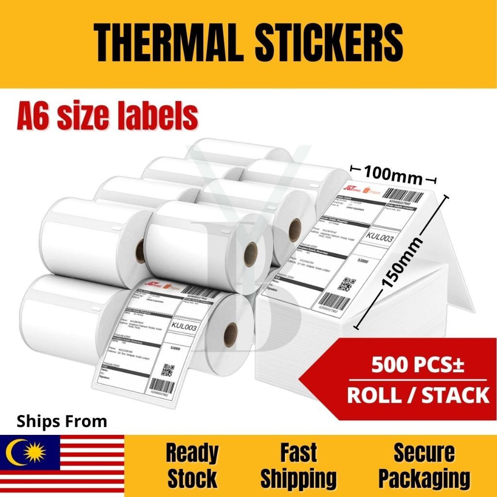 

500PCS Roll/Fold A6 Thermal Sticker Thermal Paper Shopee Waybill Shipping Label Consignment Note Sticker 100*150mm |UgkWuJGX|