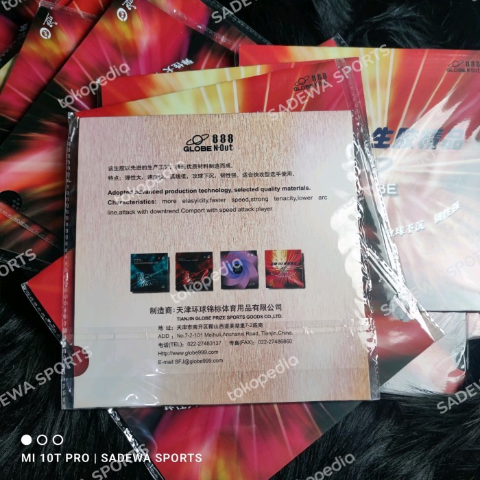 GLOBE 888 OX -Karet bintik medium pingpong tenis meja Res ITTF Jahat
