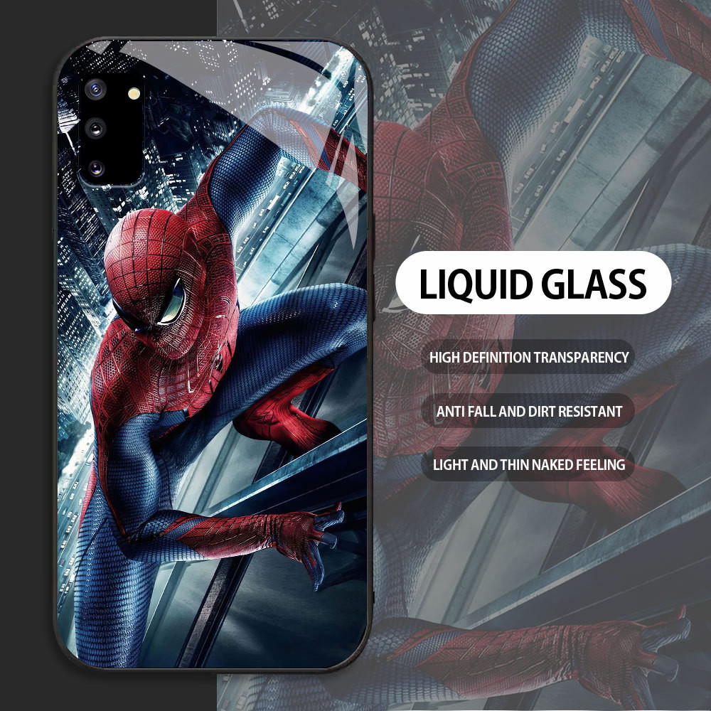 For Samsung Galaxy NOTE 9 10 Plus Pro Casing Skin Handphone  Marvel Spider Man Glass kesing Phone Ca